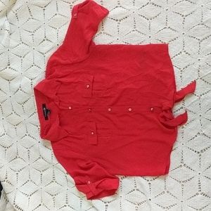 Forever 21, tie front button down blouse, silver buttons on sleeves